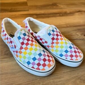 Slip-On Rainbow Checkerboard Vans